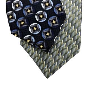 Puritan & Colours by Alexander Julian Two Geometric Patterned Silk Neckties 60"